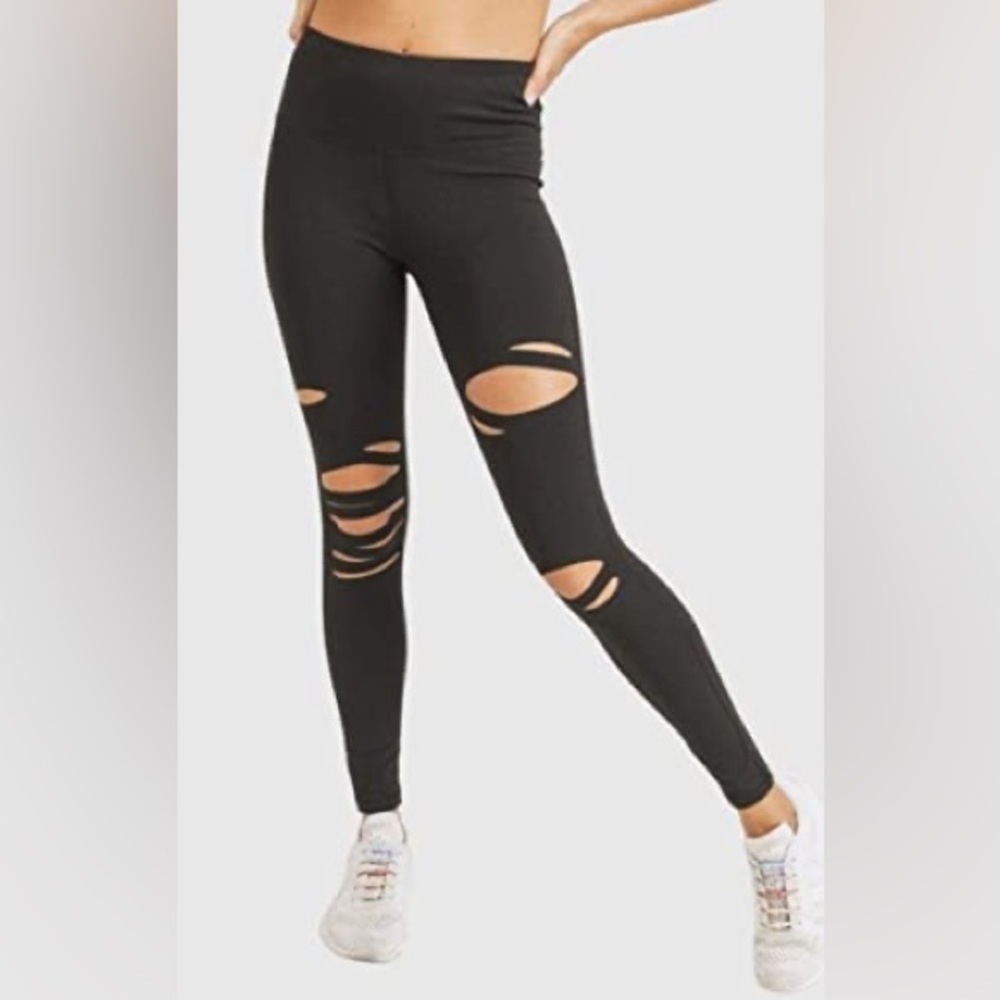 NWOT Women’s Distressed Leggings- Black Size Small-3XL
